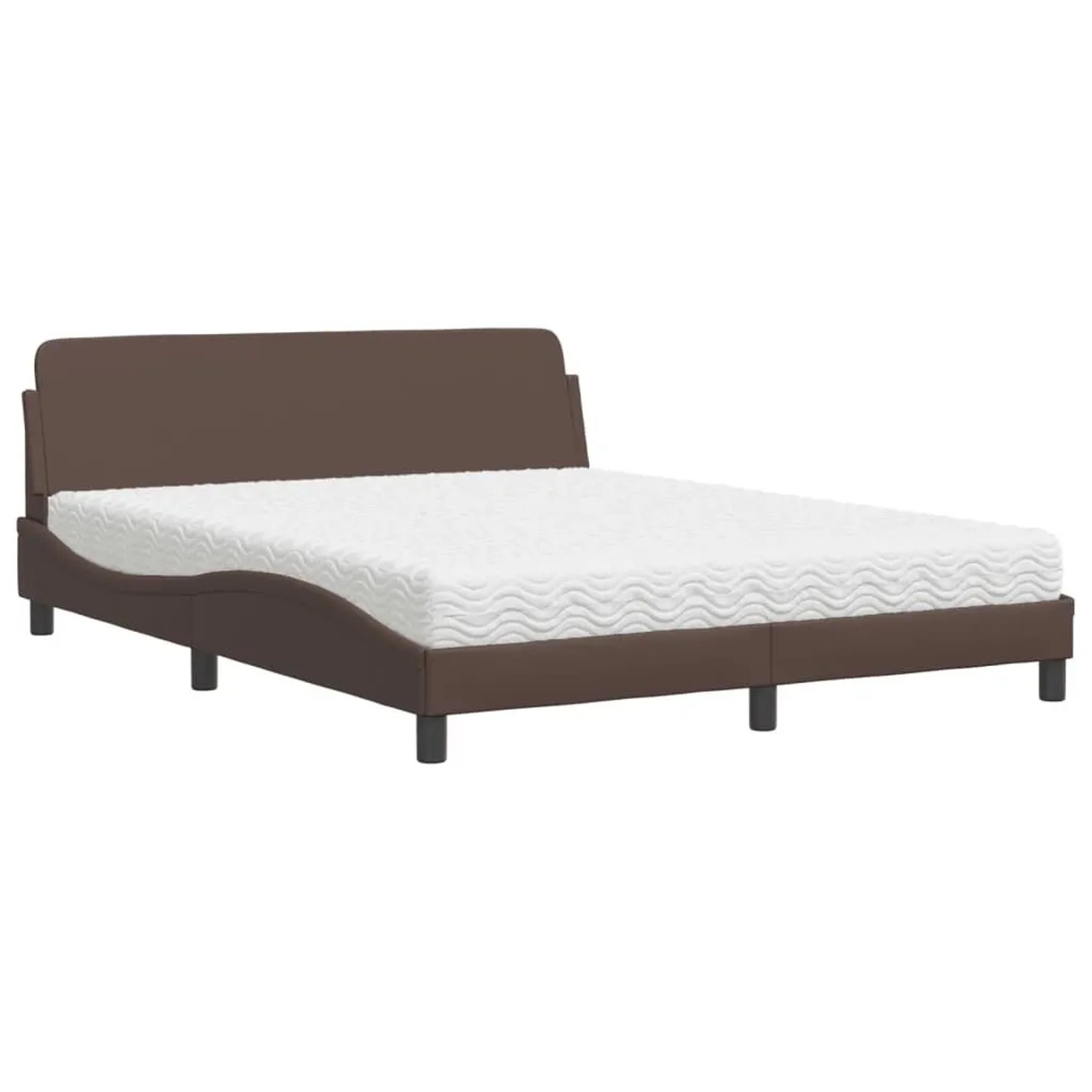 vidaXL Bett mit Matratze Dover Braun 160x200 cm Kunstleder 3208439