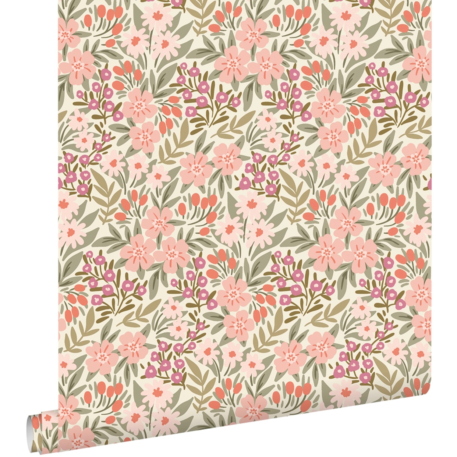 ESTAhome Tapete Blumen Grün Rosa und Lila 50 x 900 cm günstig online kaufen