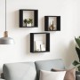vidaXL Würfelregale, 3 Stk., schwarz, MDF. Wandregale zur Dekoration im Wohnzimmer.