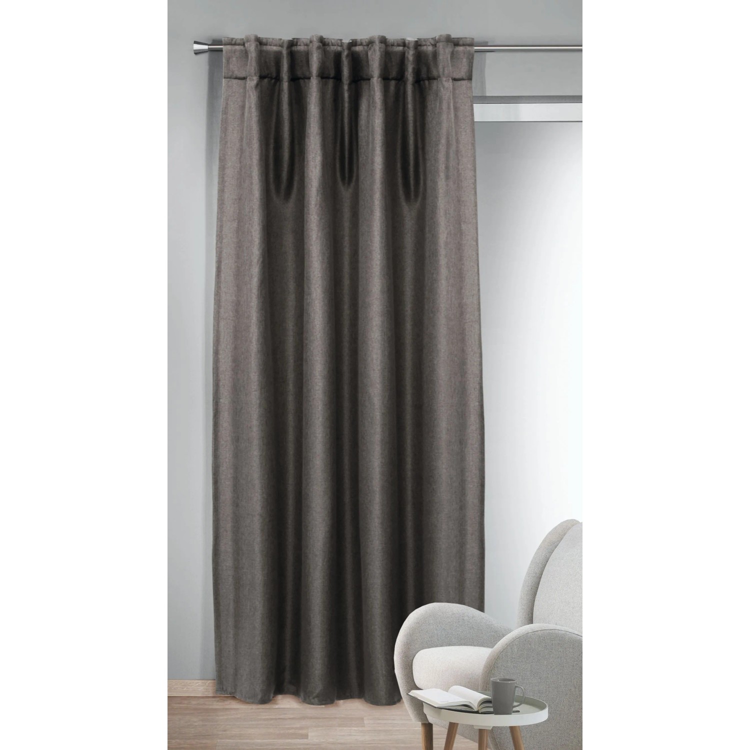 Schlaufenschal mit verdeckte Schlaufen und Gardinenband DimOut Jolie Anthr. 245x