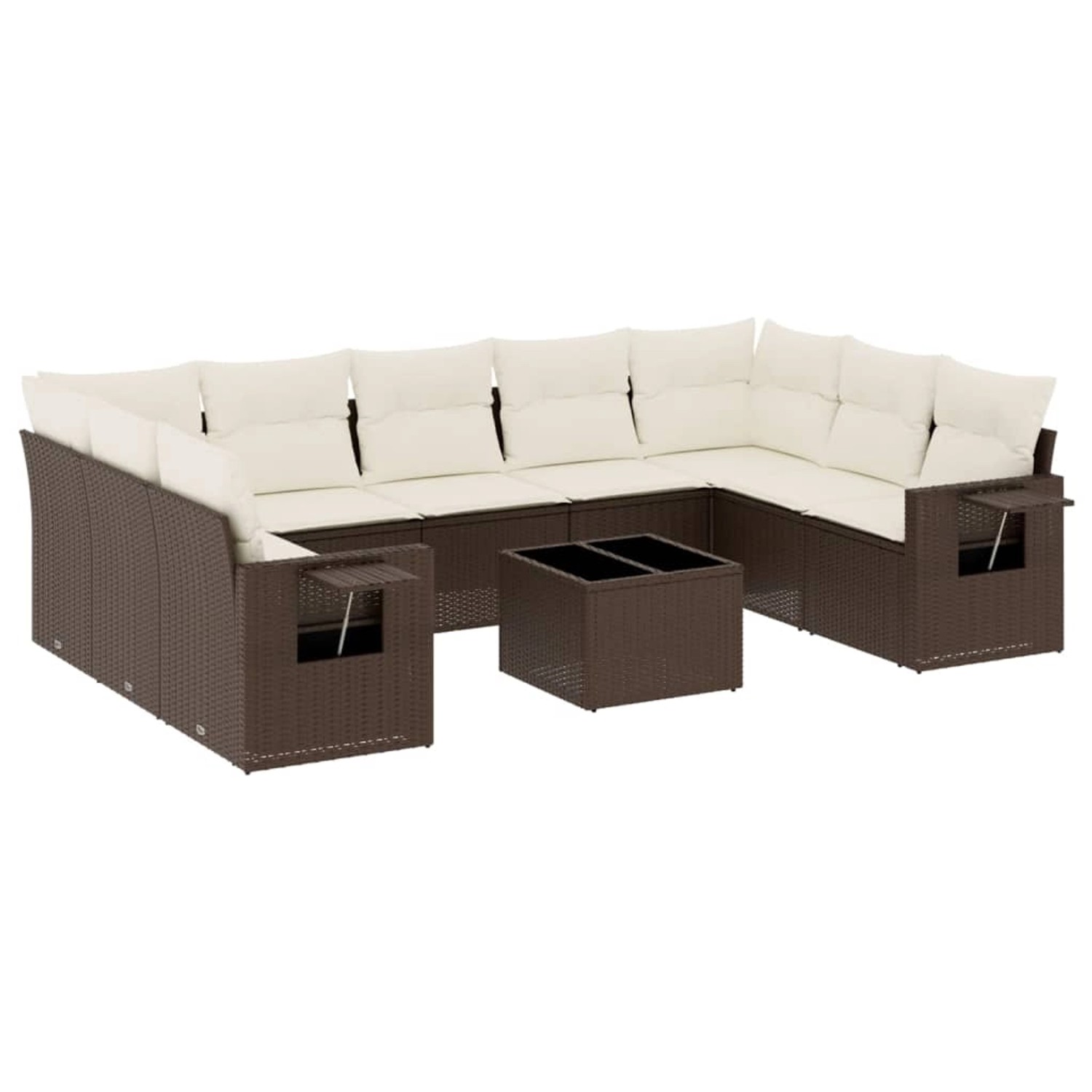 vidaXL 10-Tlg Garten-Sofagarnitur mit Kissen Braun Poly Rattan 3252950 günstig online kaufen