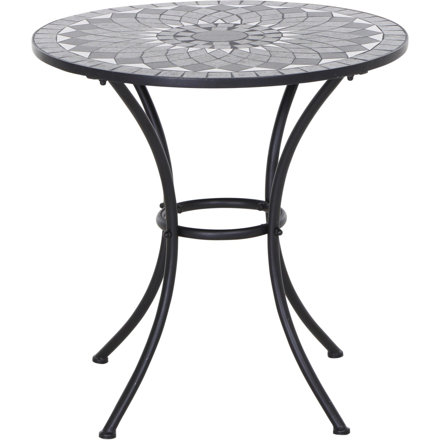 Runder, grauer Siena Garden Gartentisch Como, 60x60 cm, mit Keramikplatte und Stahlgestell.