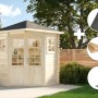 Alpholz Gartenhaus Set Sunny-A, 5-Eck, imprägniert in Pinie, inkl. Zubehör wie Dacheindeckung und Fußboden.