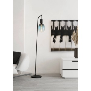 Schwarze Eglo Stehleuchte Cranley, Design-Lampe mit E27 Fassung, 170cm hoch.