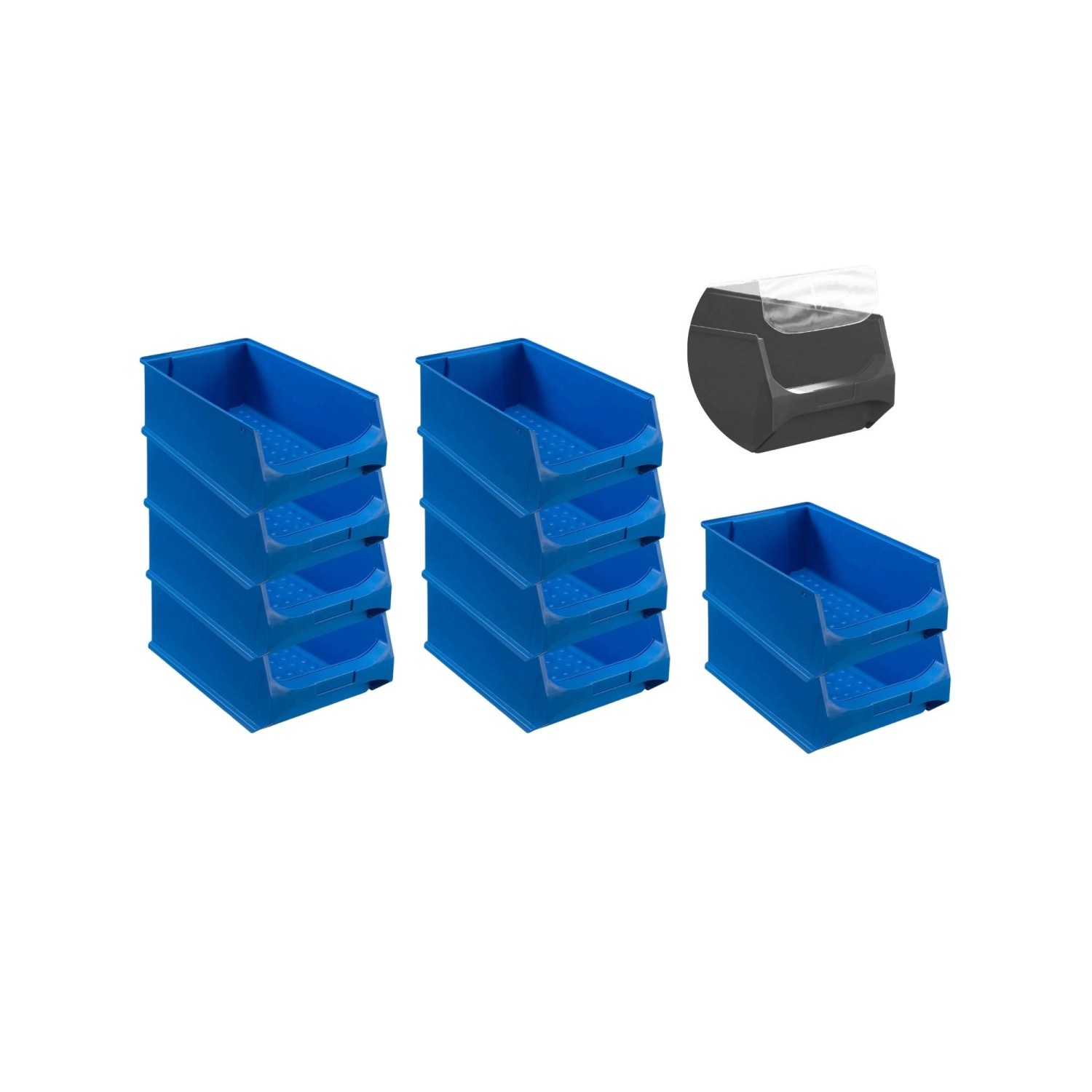 SparSet 10 x Blaue Sichtlagerbox 5.0 Mit Abdeckung HxBxT 20 x 30 x 50 cm 21,8 Liter Sichtlagerbehälter Sichtlagerkasten
