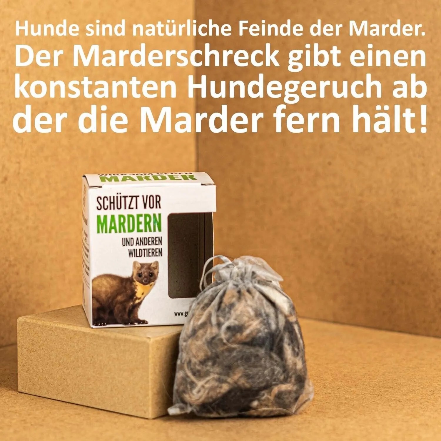 Greenhero Marderschreck: Beutel und Karton zur Marderabwehr in Haus, Auto und Garage.