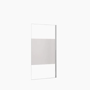 Duschparadies Walk-in Duschabtrennung 100x200cm aus 8mm Glas mit satiniertem Streifen und verchromtem Rahmen.