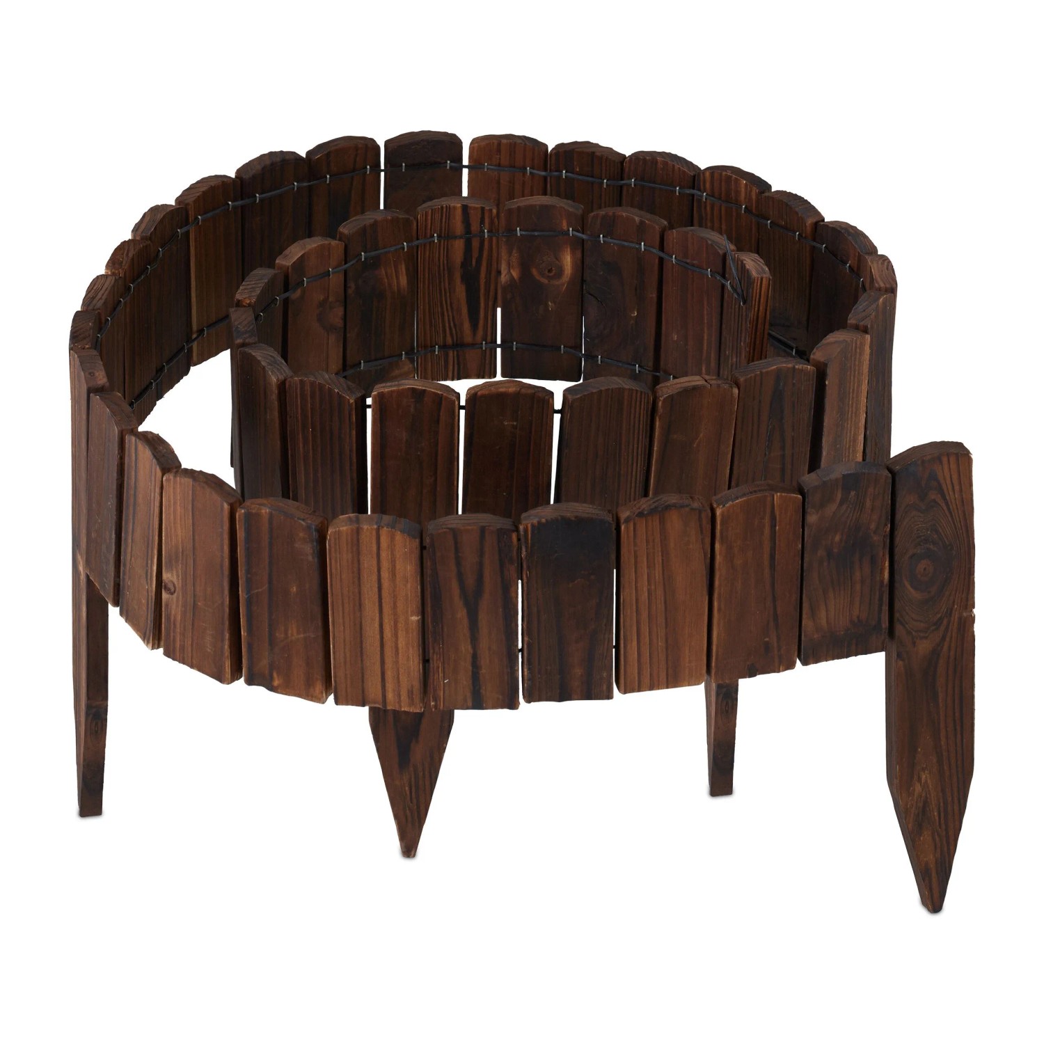 Relaxdays Beeteinfassung Tannenholz Dunkelbraun Flexibel 200 cm x 10 cm