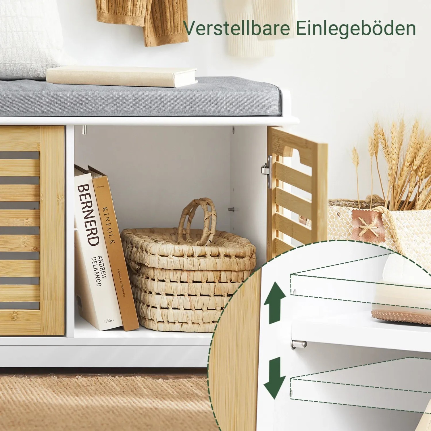 SoBuy Schuhbank mit Sitzfläche Garderobenbank Sitzbank mit Stauraum FSR23-II-WN_5