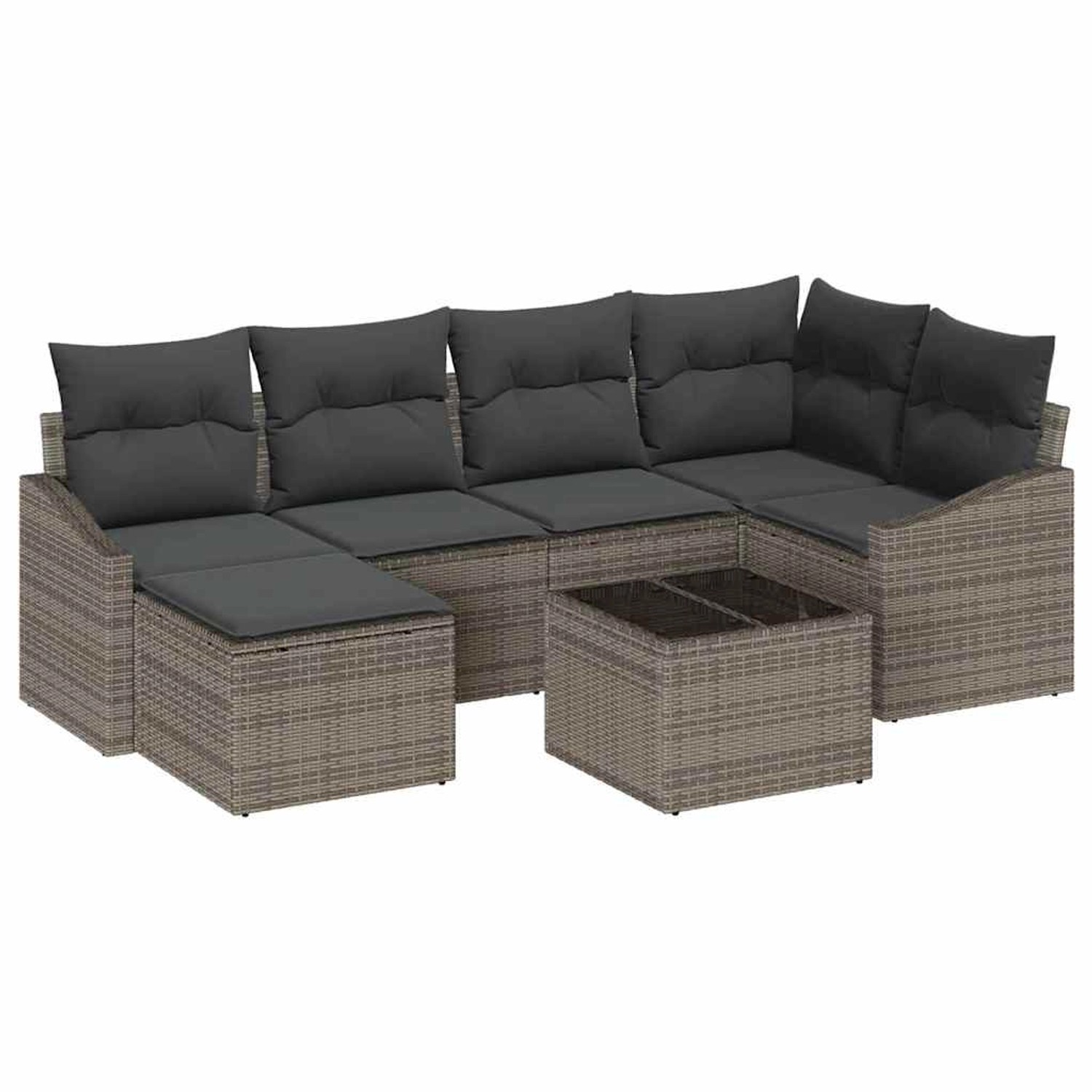 vidaXL Garten-Sofa-Set 7-Tlg Grau Poly Rattan 3346799 günstig online kaufen