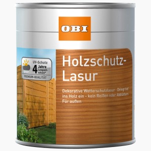 Dose OBI Holzschutz-Lasur Grau, 750ml, für Wetterschutz und Holzpflege im Außenbereich.