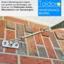Toldoro Wantenspanner M6 aus Edelstahl V4A zur Sonnensegel-Befestigung an einer Backsteinmauer.
