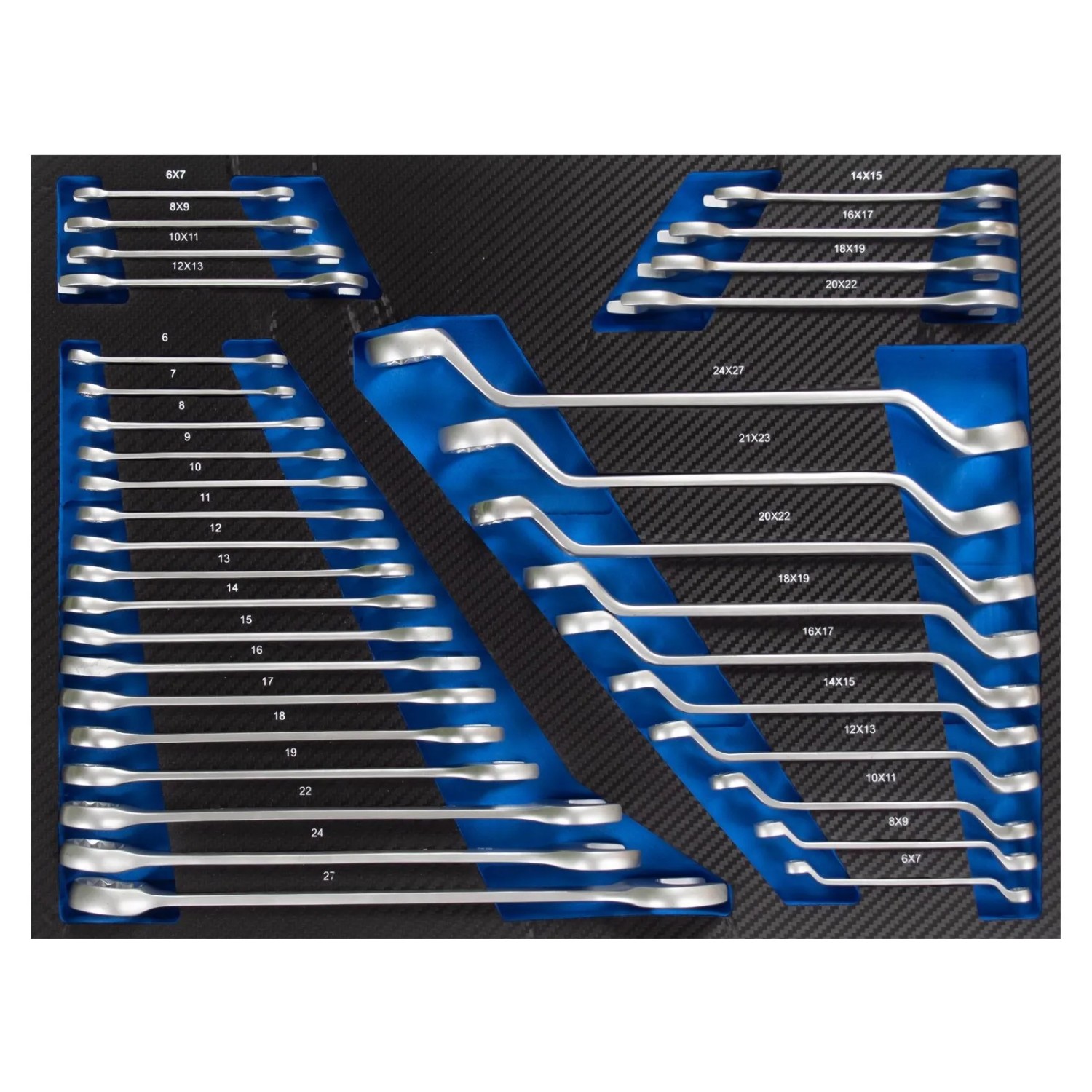 TRUTZHOLM Profi Werkstattwagen Einlage Ringschlüssel Maulschlüssel Satz 6 Bis 27 mm 35 Teile Blau