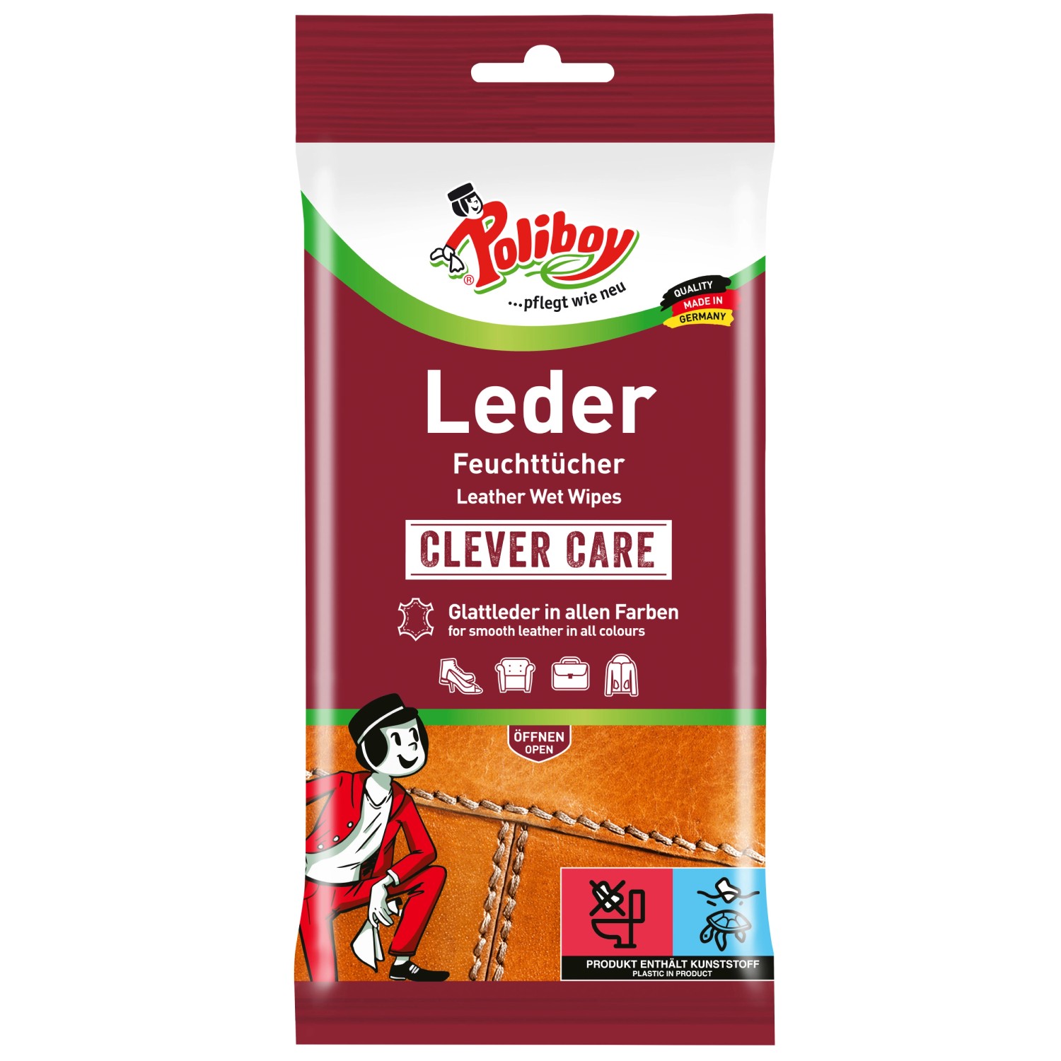 Poliboy Leder Feuchttücher 20 Stück