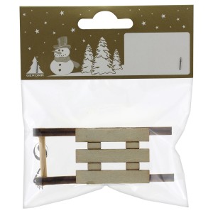 Miniatur Holzschlitten im Polybeutel, Weihnachtsdekoration