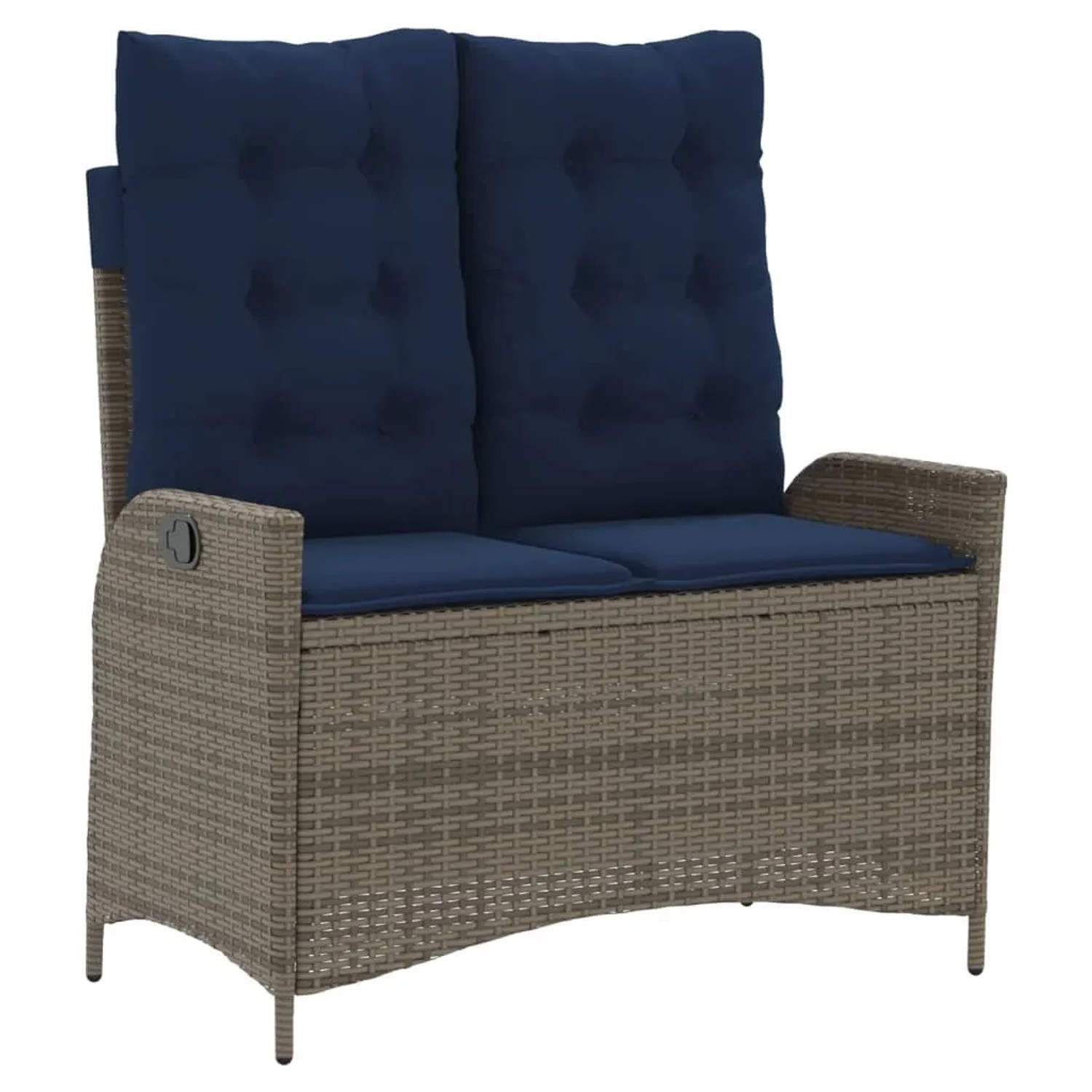 vidaXL Gartenbank Verstellbar mit Kissen Grau Poly Rattan 368243