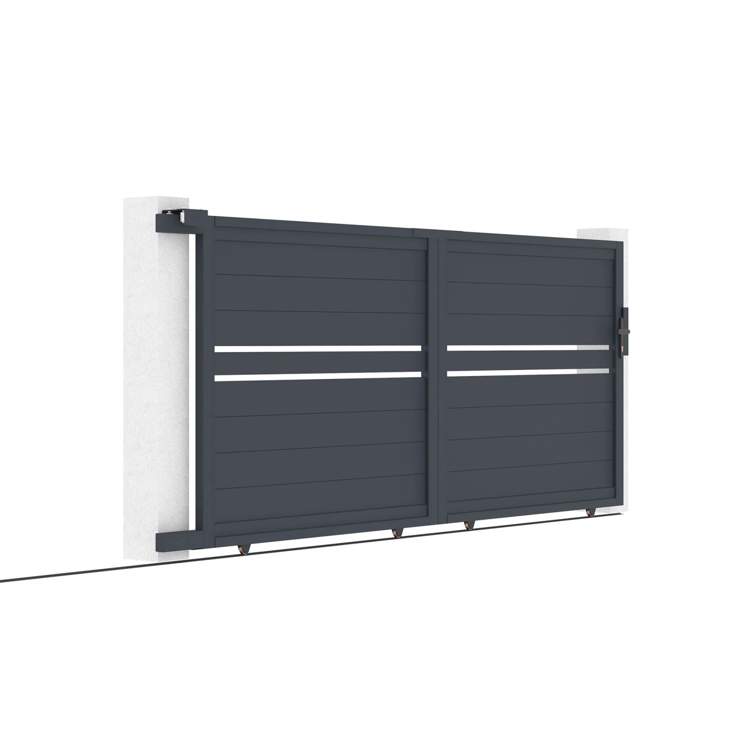 Graues Casanoov Schiebetor Cimone 3,5 m aus Aluminium mit Motorisierung.