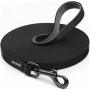 Schwarze Rudelkönig Schleppleine (15m) aus Nylon mit Handschlaufe und Karabiner für Hunde.