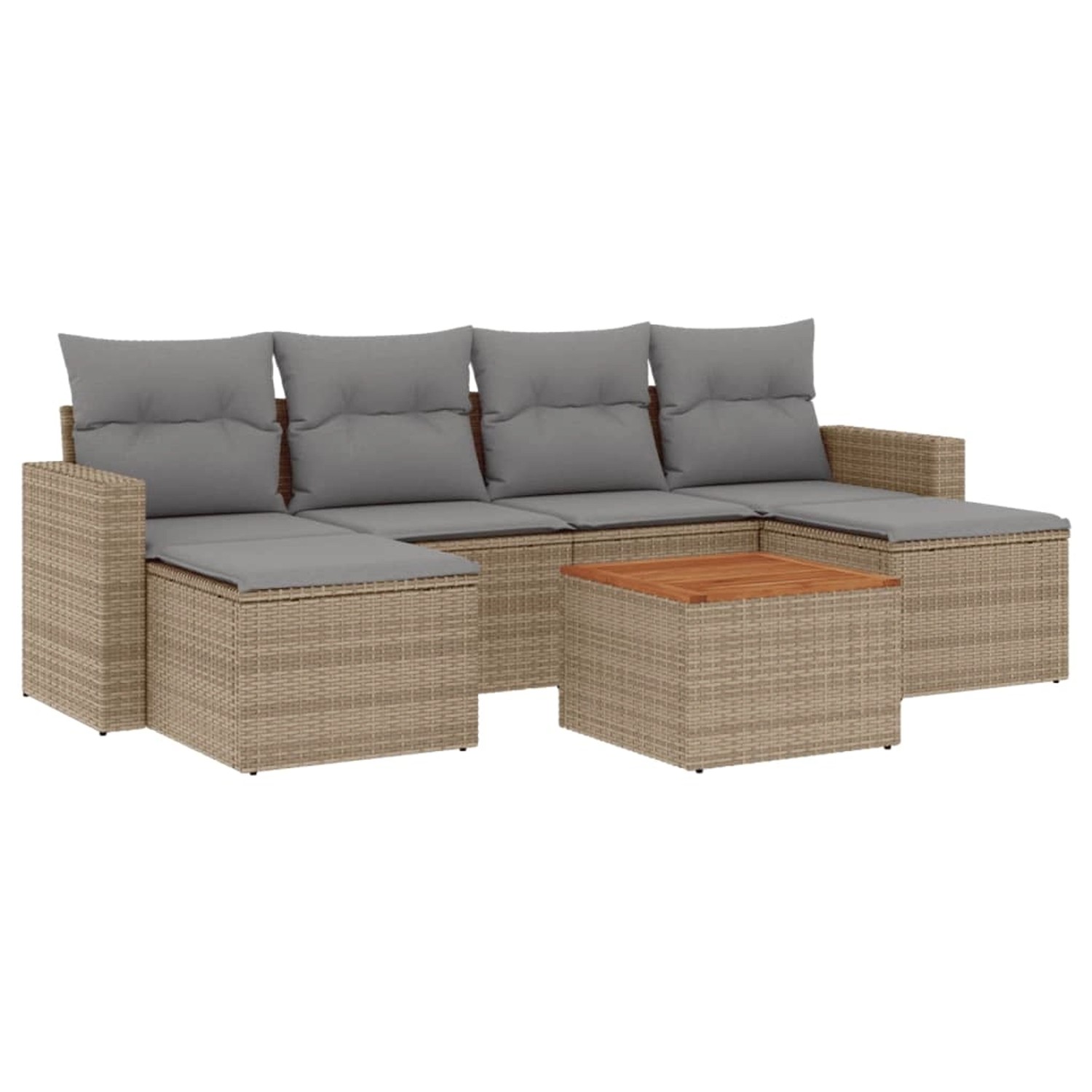 vidaXL 7-Tlg Garten-Sofagarnitur mit Kissen Beige Poly Rattan 3256577 günstig online kaufen