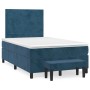 Dunkelblaues vidaXL Boxspringbett (120x200 cm) mit Matratze und Bank aus Samt.