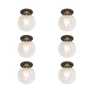 6er Set QAZQA Einbaustrahler Insight, schwarz mit Glaskugel. Moderne Lampen & Leuchten für Innenräume.