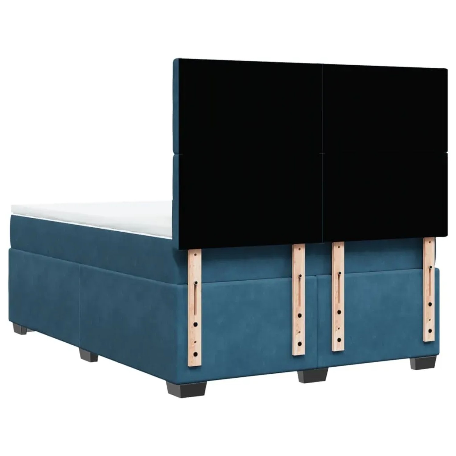 Blaues vidaXL Boxspringbett (140x190 cm) mit Matratze und Kopfteil.