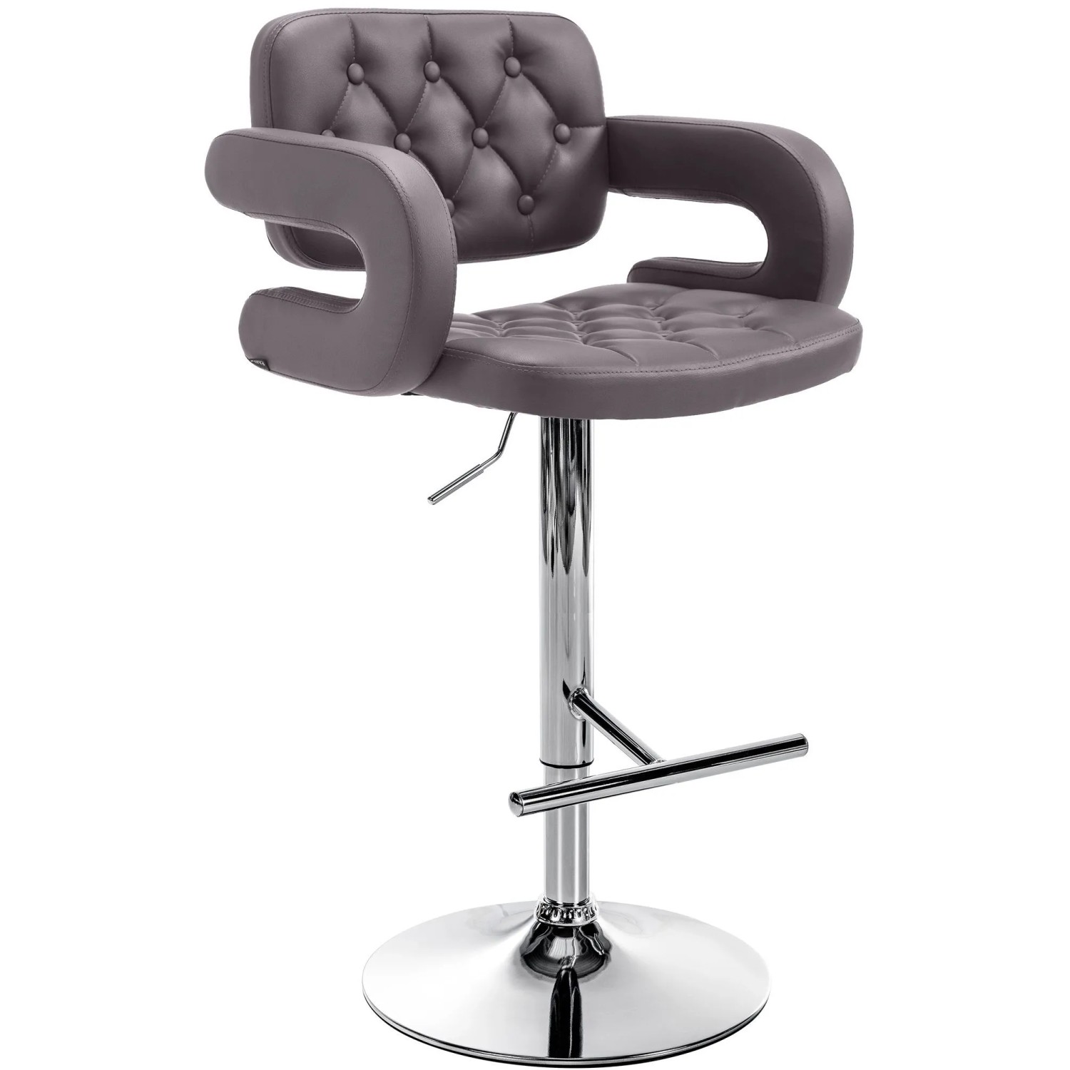 DELUKE Barhocker BURID Kunstleder Braun 62x55x103cm Silber Barstuhl Höhenverstellbar Mit Lehne Drehbar Tresenhocker Tresenstuhl