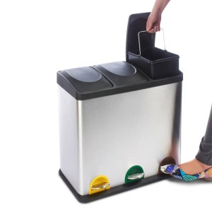 KARAT Mülleimer Brandon mit 3 Kammern (je 18L) und Fußpedal zur Mülltrennung.