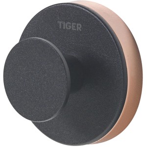 Schwarzer Tiger Haken Urban Groß, runder Handtuchhalter mit Kupfer-Akzent.