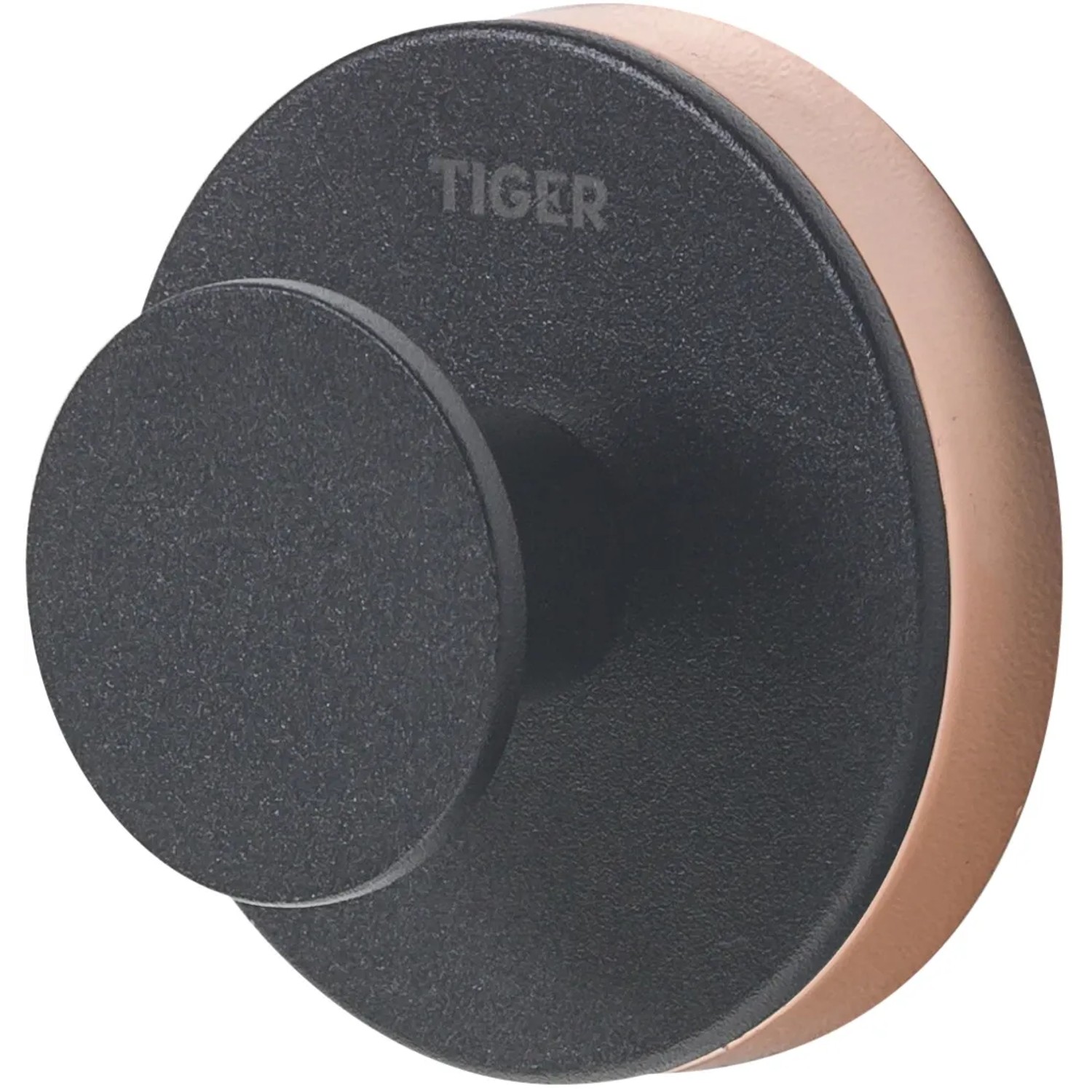 Schwarzer Tiger Haken Urban Groß, runder Handtuchhalter mit Kupfer-Akzent.