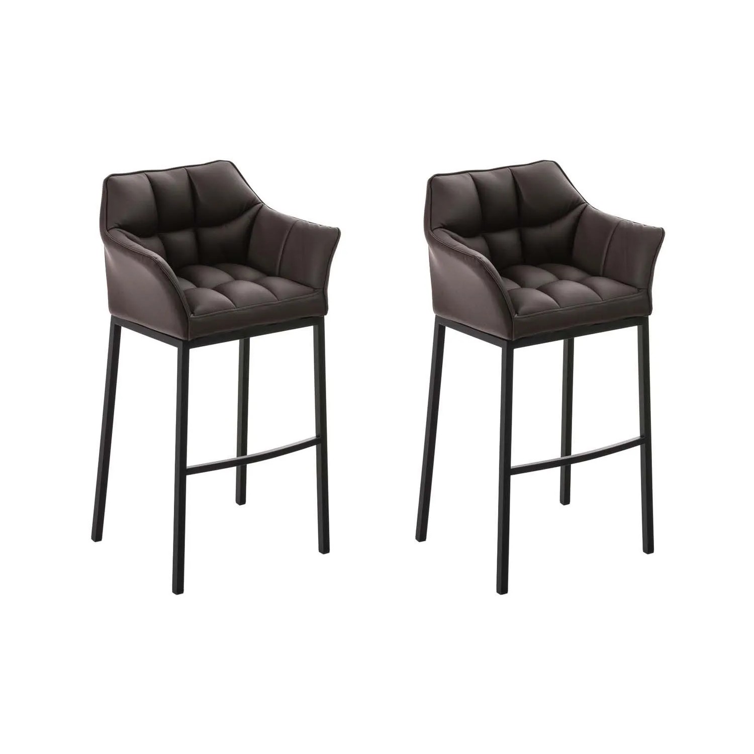 CLP 2er Set Barhocker Damaso Kunstleder Mit Vierfußgestell Braun/Schwarz