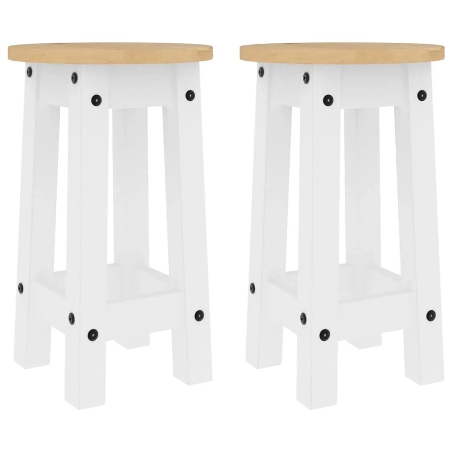 vidaXL Barhocker 2 Stk Weiß Massivholz Kiefer 4005701