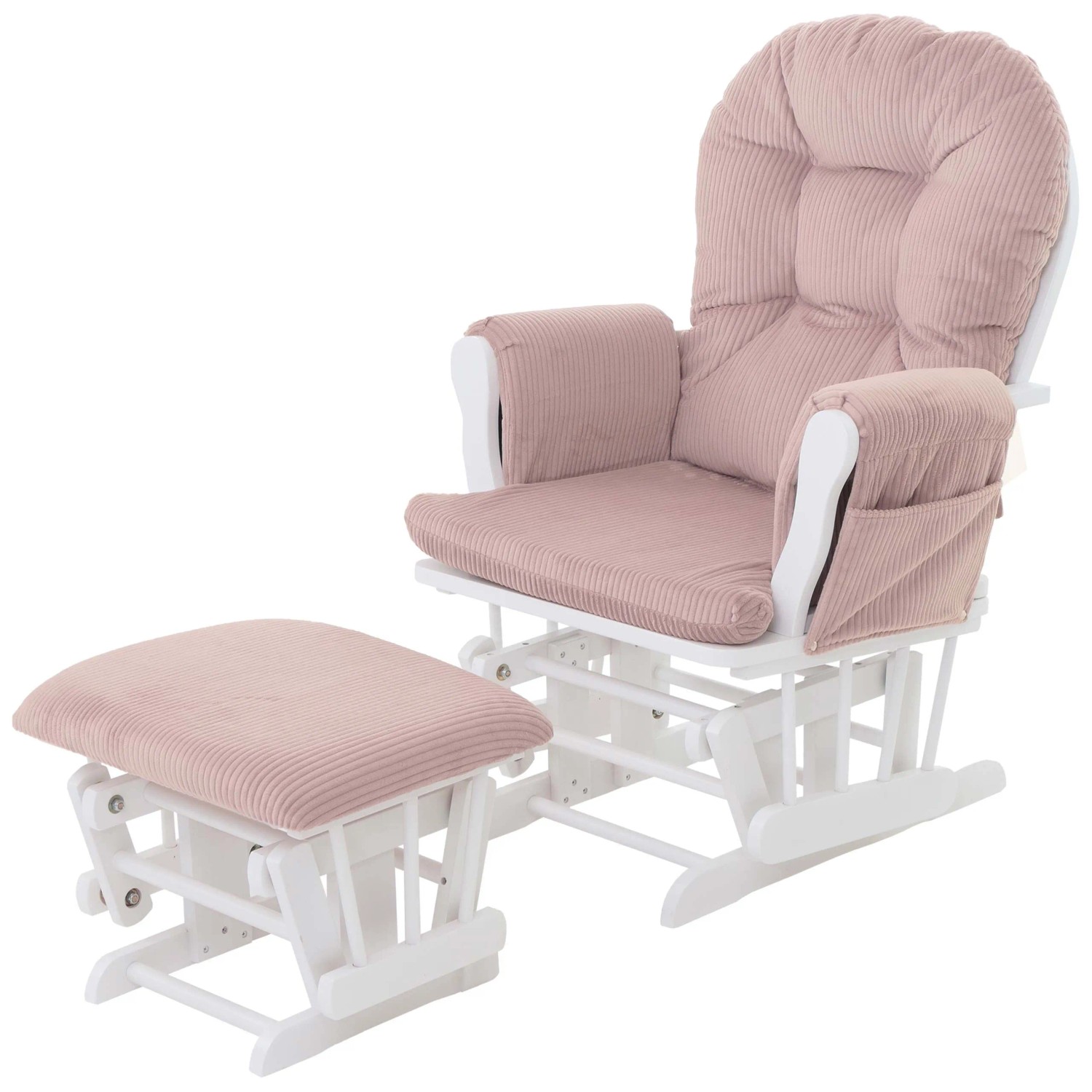 Mcw Relaxsessel C76 Mit Hocker Stoff Cord Öko-Tex Rosa Gestell Weiß