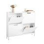 Weißer SoBuy Schuhkipper FSR100-W mit 4 Klappen, teilweise geöffnet, zur Schuhaufbewahrung.