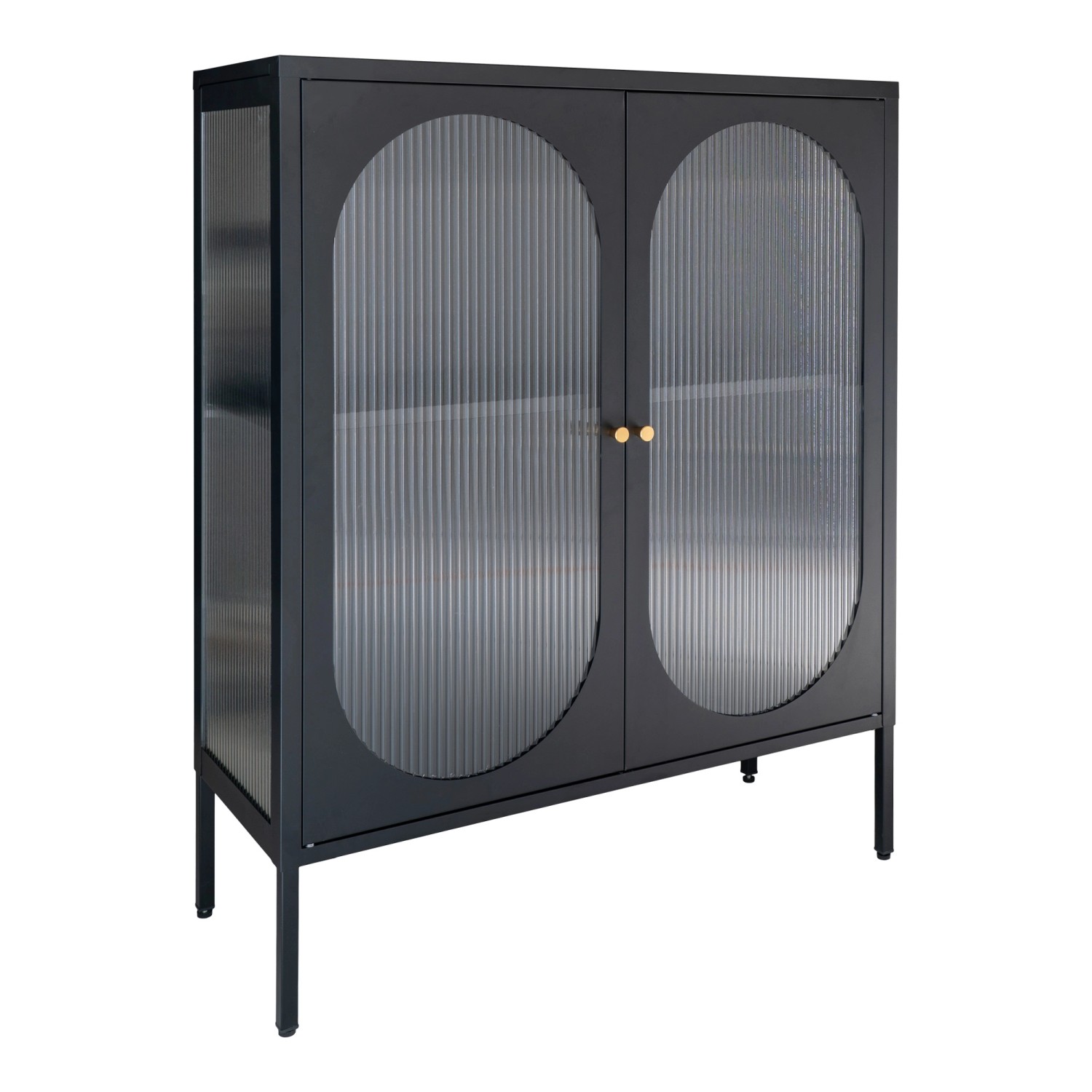 ebuy24 Adelaide Vitrinenschrank Niedrig 2 Glastüren Schwarz günstig online kaufen