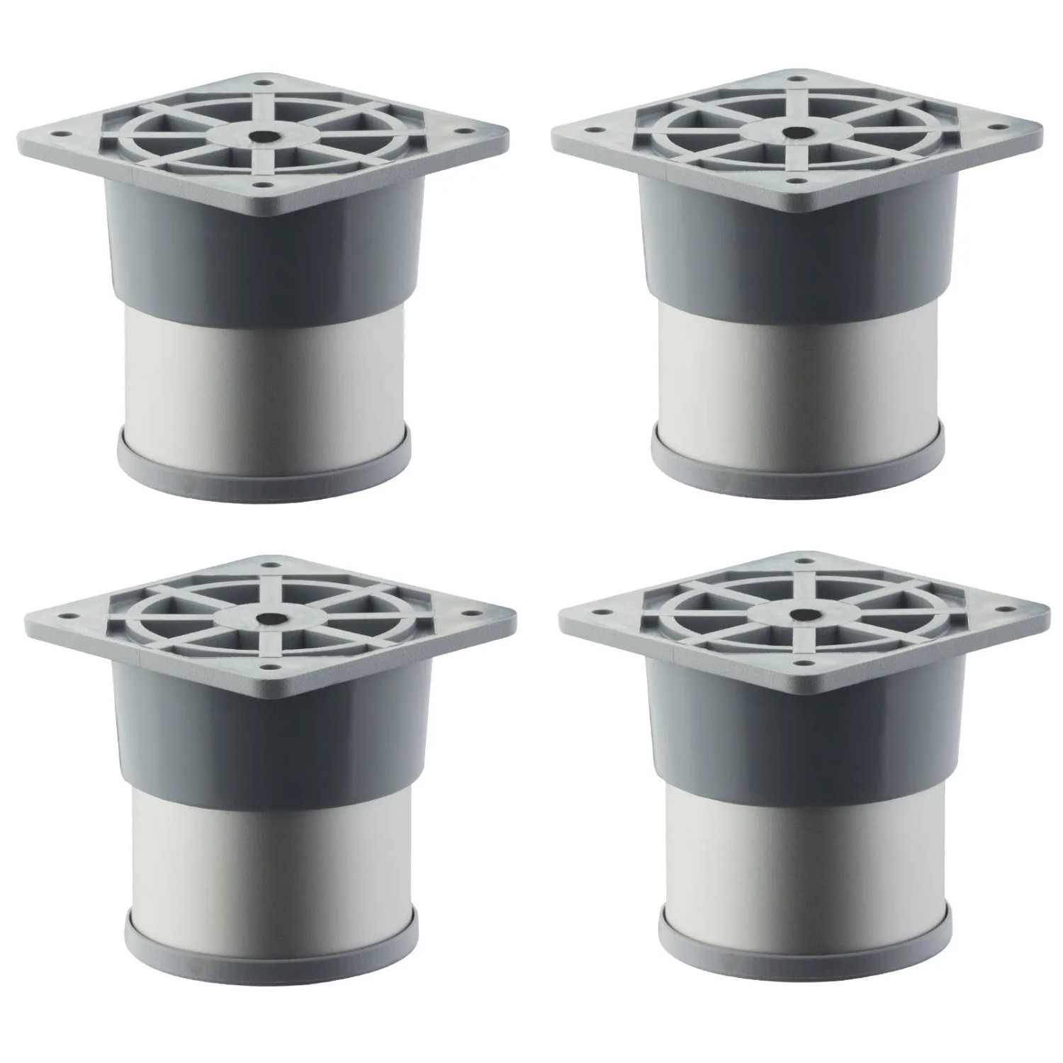 SOTECH 4er Set Möbelfüße ALFA Ø50 mm Höhe 60 mm Silberoptik Eloxiert