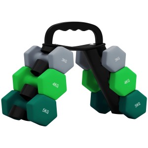 SPORTNOW Hantelset mit Ständer, 3/4/5 kg, mehrfarbig, für Sport & Fitness.