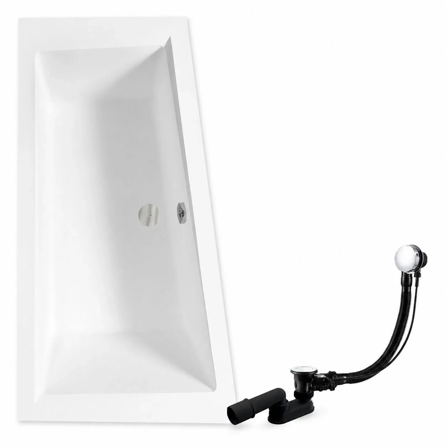 KOLMAN Badewanne Eckwanne 160 x 90 Cm Links Inkl. Ablauf Und Füße Mit 2 2 Kopfstützen Mit Bambus Badewannenablage