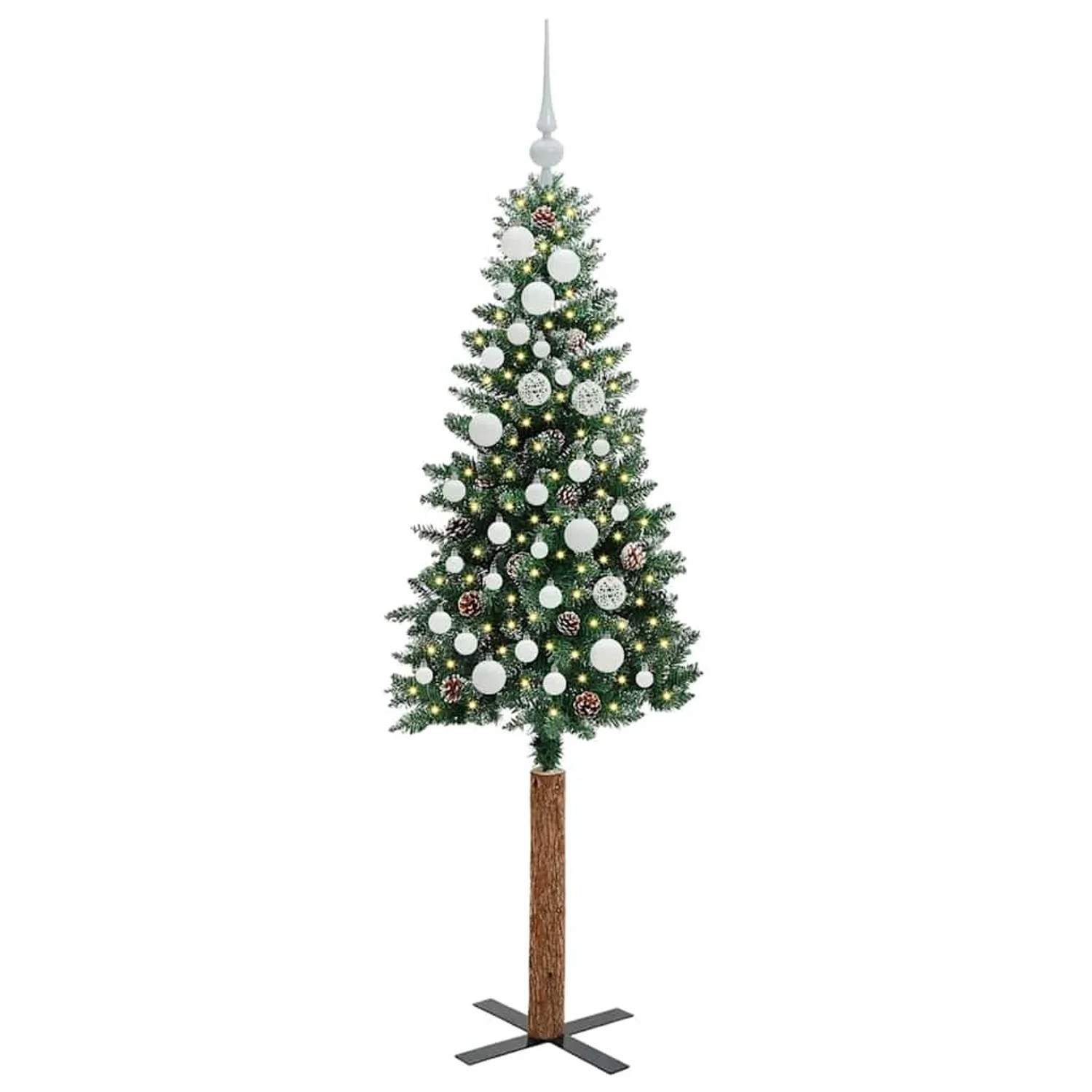 vidaXL Schlanker Weihnachtsbaum mit 150 LEDs Grün und Weiß 150 cm 3394889