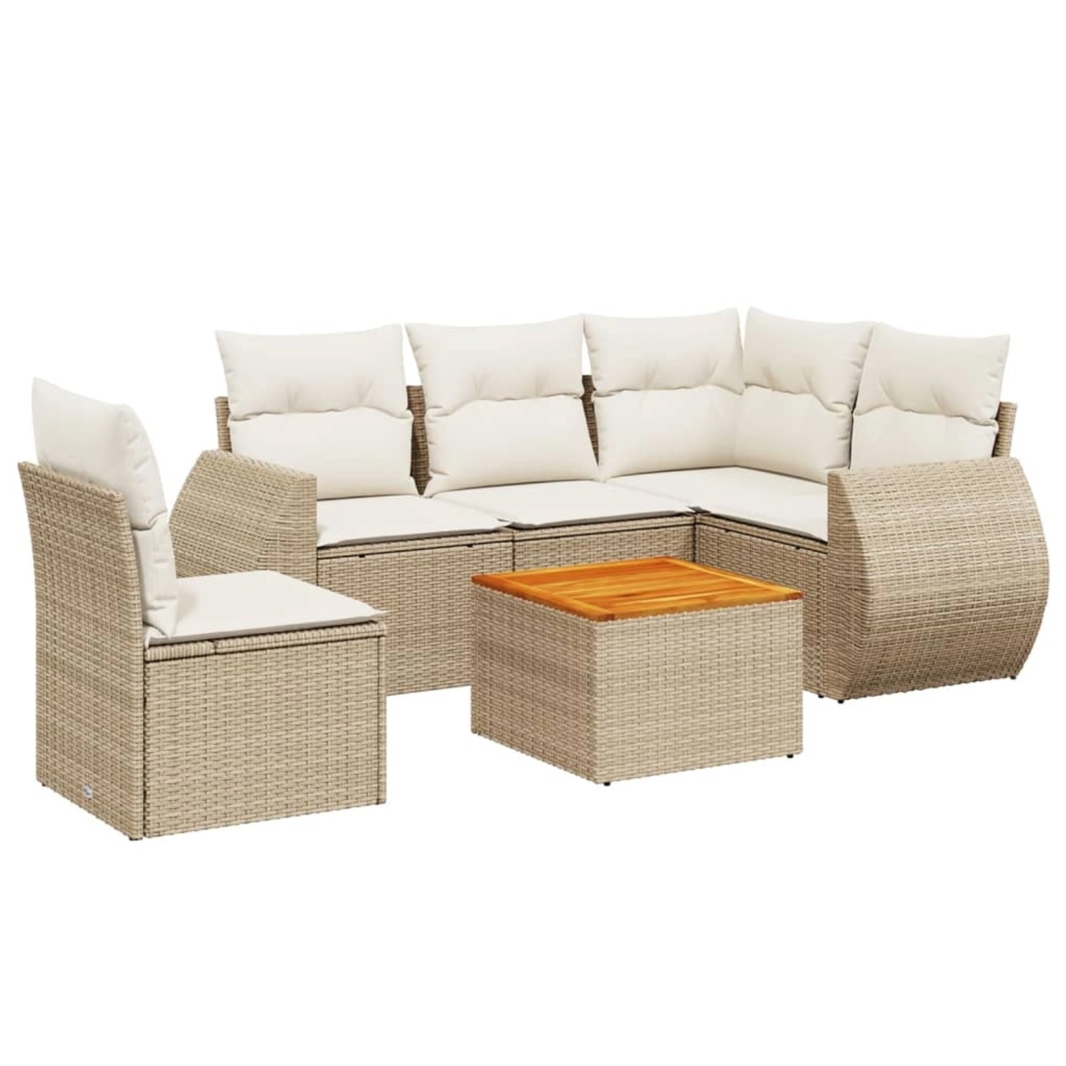 vidaXL 6-Tlg Garten-Sofagarnitur mit Kissen Beige Poly Rattan 3257339 günstig online kaufen