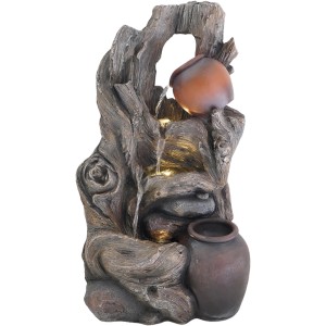 Granimex Wasserspiel Nanda mit Pumpe und LED-Beleuchtung für Garten oder Innenbereich.