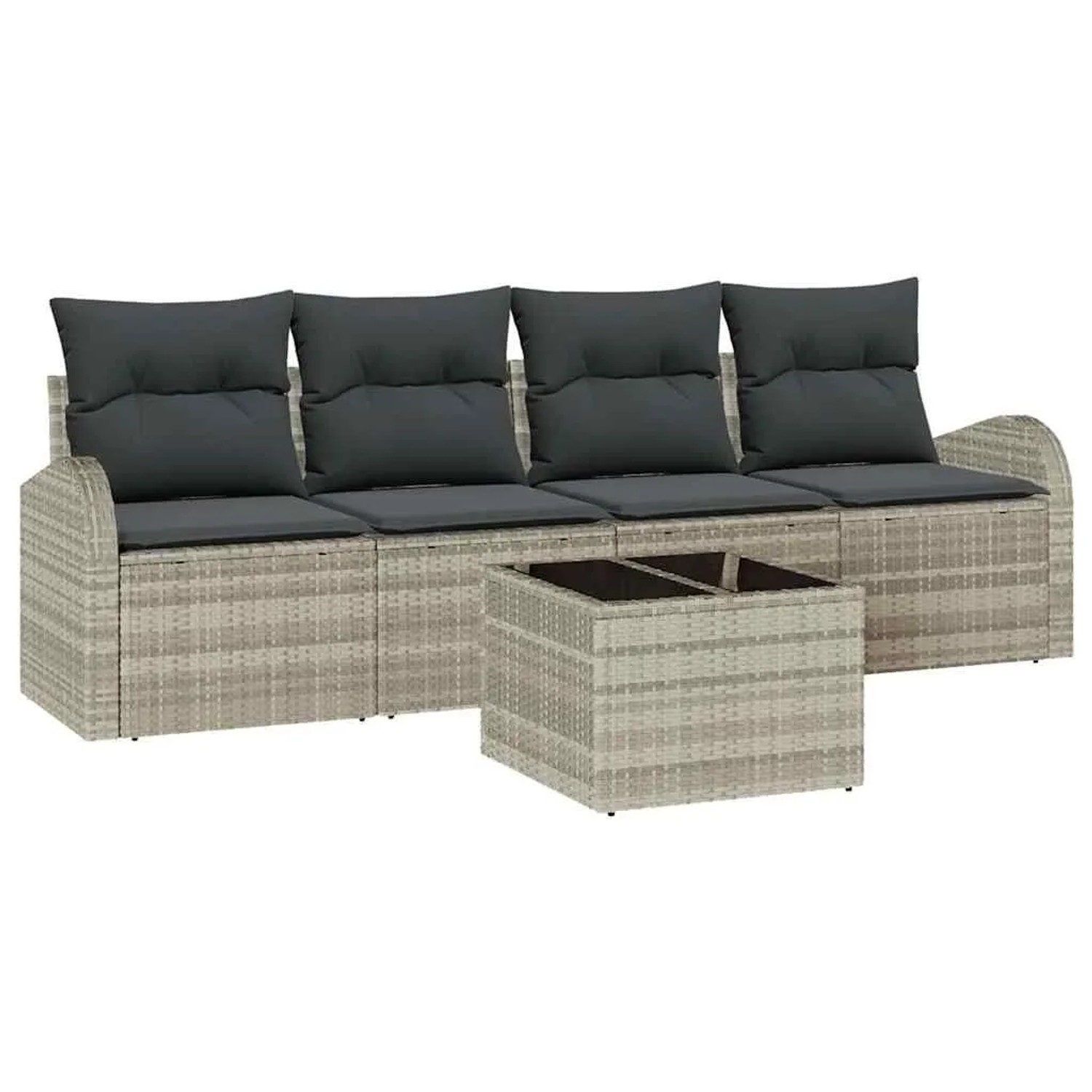 vidaXL Garten-Sofa-Set mit Kissen 5-Tlg Hellgrau und Dunkelgrau 3354581