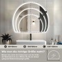 Halbrunder Badspiegel mit LED-Beleuchtung in verschiedenen Größen zur Auswahl.