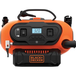 Black+Decker Luftpumpe BDCINF18N, 11 bar Kompressor mit Digital-Display und Zubehör-Aufbewahrung.