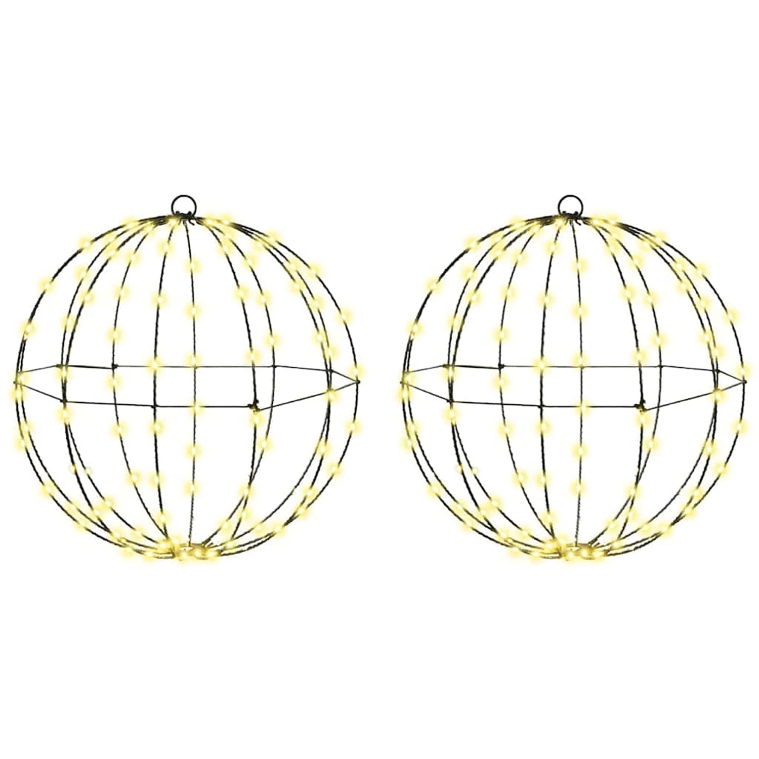 vidaXL Ball mit 192 LEDs 2 Stk Warmweiß 40 cm Metall 42019110