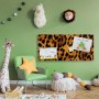 Banjado Magnettafel 78x37cm mit Leopard-Motiv, silberne Magnetwand für Notizen und Fotos.