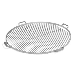 Silberner CookKing Grillrost Ø 80 cm mit 4 Griffen für Feuerschalen.