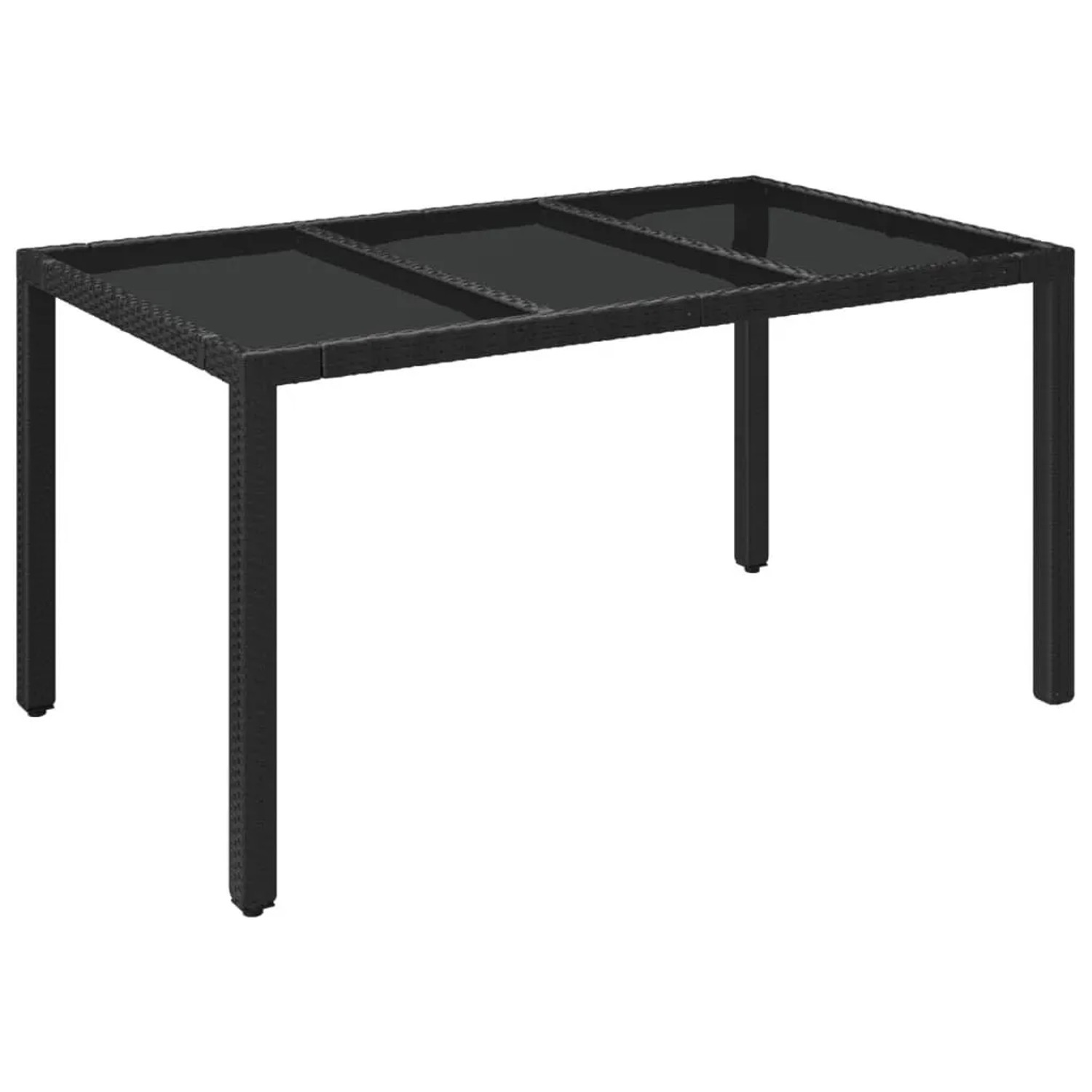 Furnicato Gartentisch Mit Glasplatte Schwarz 150x90x75 Cm Poly Rattan