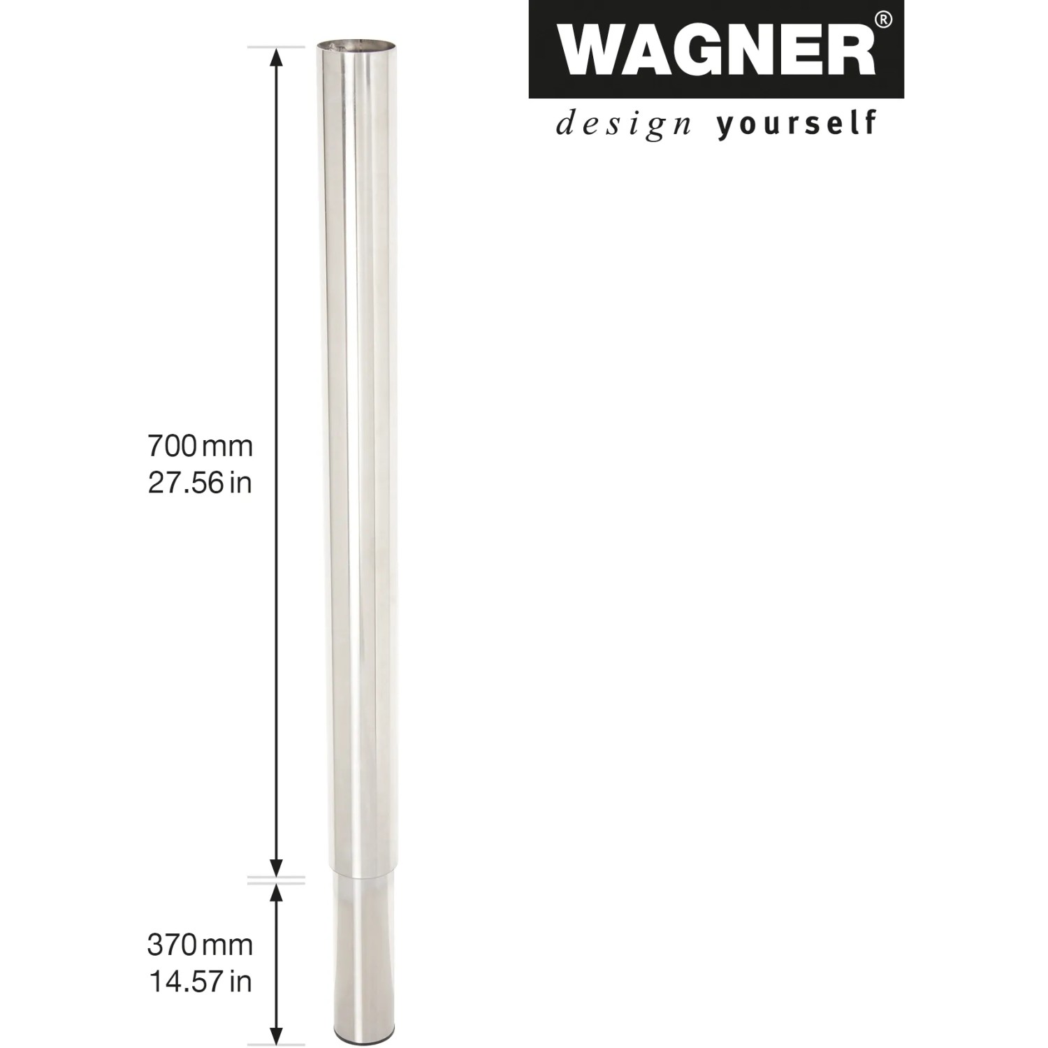 Wagner Möbelbein Telescope, Edelstahl-Optik, höhenverstellbar von 70-107 cm.