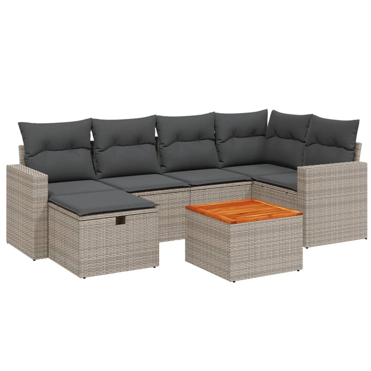 vidaXL 7-Tlg Garten-Sofagarnitur mit Kissen Grau Poly Rattan 3264840 günstig online kaufen